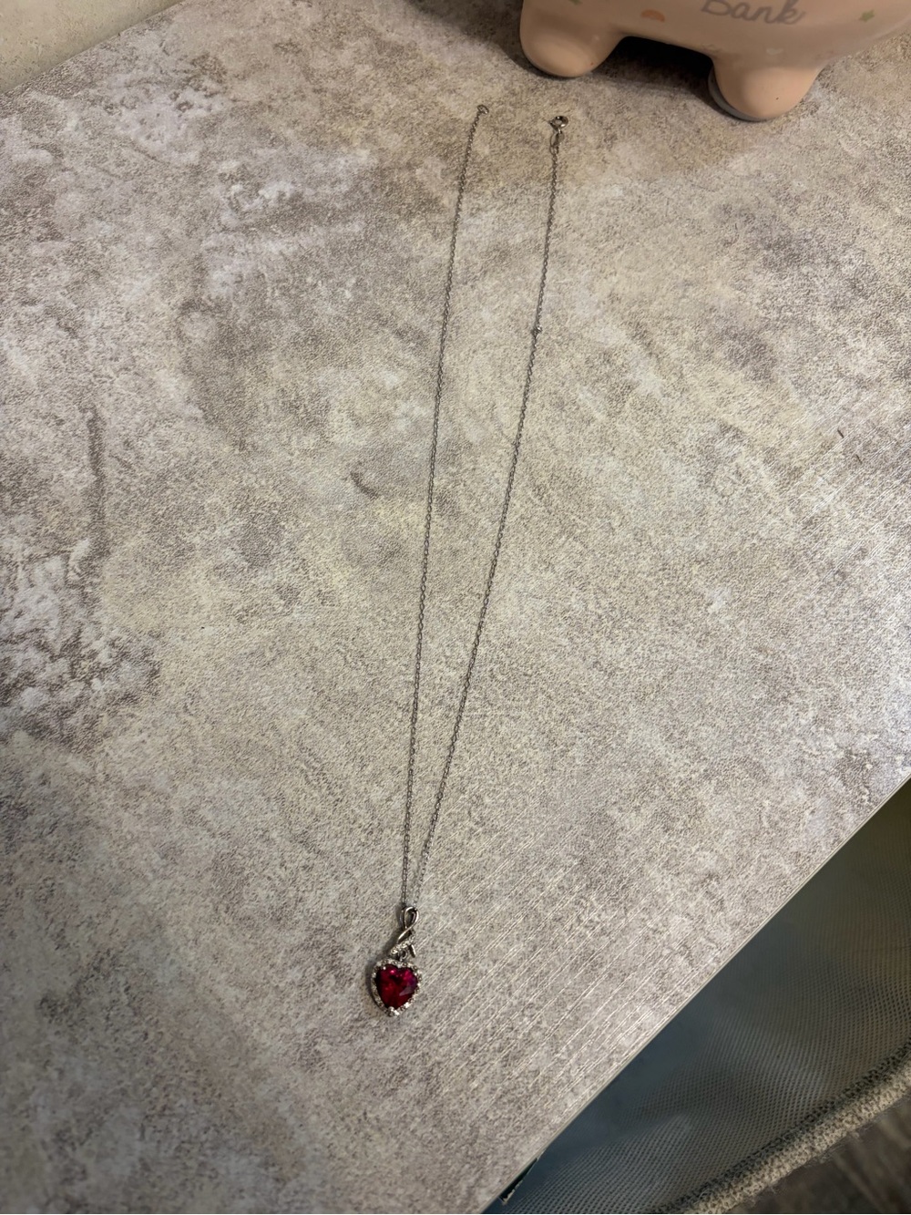 Lab-Grown Ruby & Diamond Heart Necklace Sterling Silver